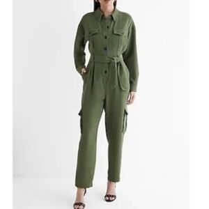 Express Size 0 Cactus/Olive Green Utility Jumpsuit